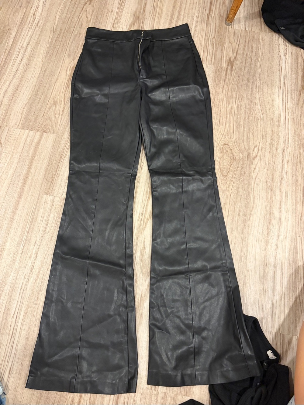 Blank NYC Black Faux Leather Flare Jeans